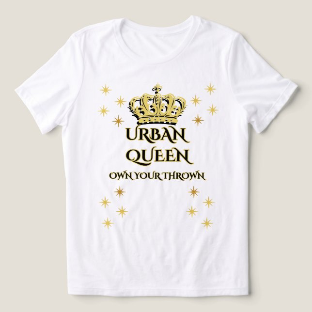 KRÖN Drottningen VIT SVART GRAFISK DAM T Shirt (Design Framsida)