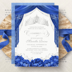Kron Tiara Royal Blå Quinceanera Inbjudningar