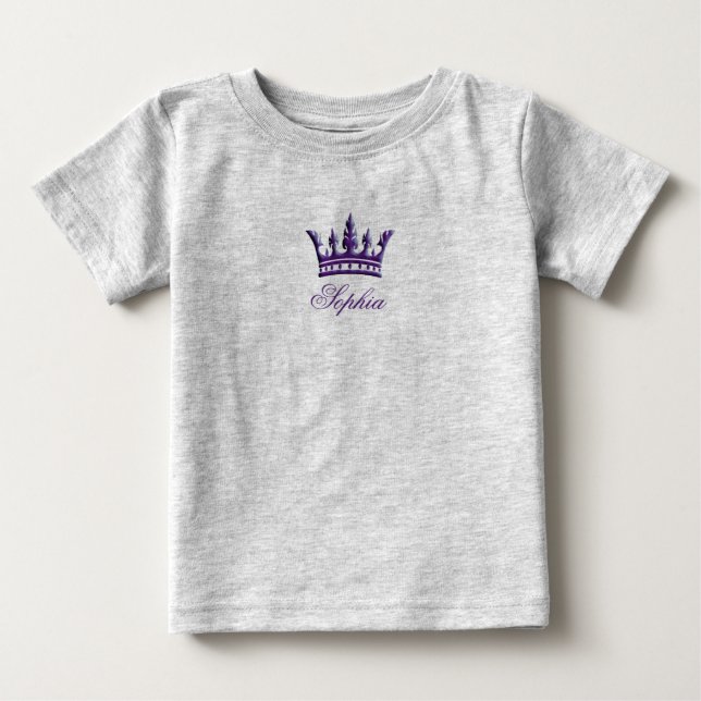 Krona Anpassade Infant Organic Creeper (Lila) Tee Shirt (Framsida)