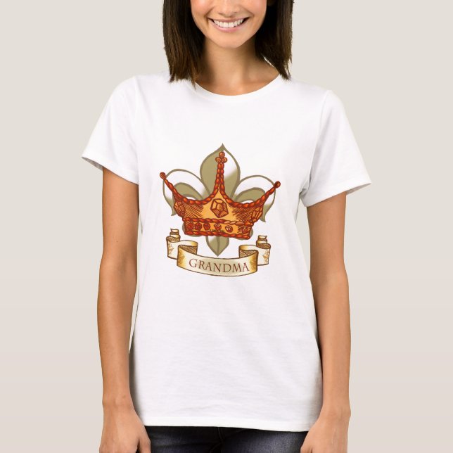 Krona Banner Queen Grandma T-Shirt (Framsida)