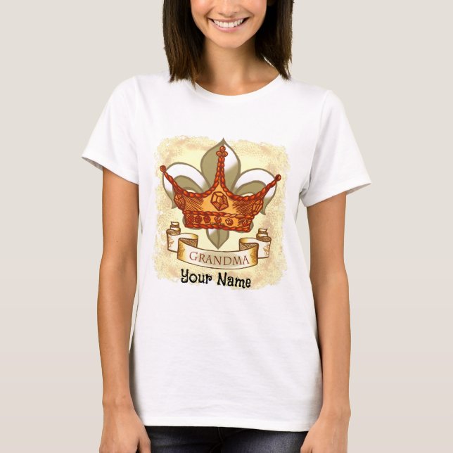 Krona Banner Queen Grandma T-Shirt (Framsida)