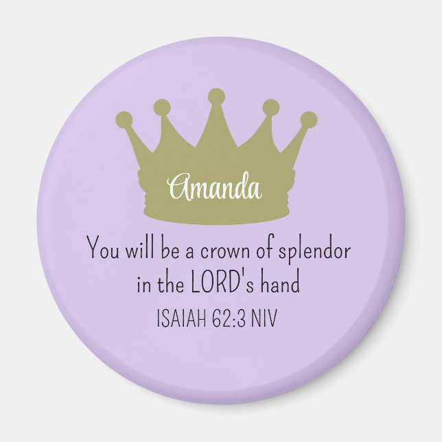 Krona Bible Verse Christian Faith Light Lila Magnet (Framsidan)