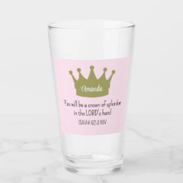 Krona Bible Verse Christian Faith Ljus rosa Glaskopp