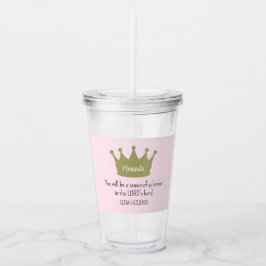 Krona Bible Verse Christian Faith Ljus rosa Take Away Mugg