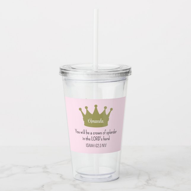 Krona Bible Verse Christian Faith Ljus rosa Take Away Mugg (Framsida)