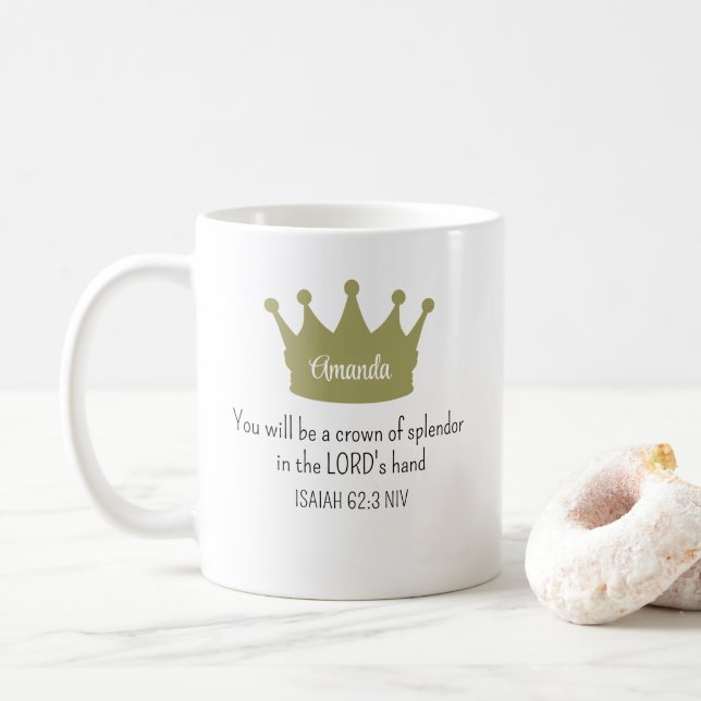 Krona Bible Verse Christian Faith White Kaffemugg (Med munk)