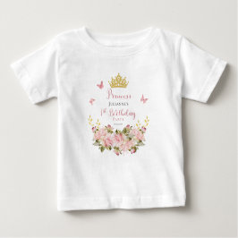 Krona | Butterflies Blommigt Princess 1:a födelsed T Shirt