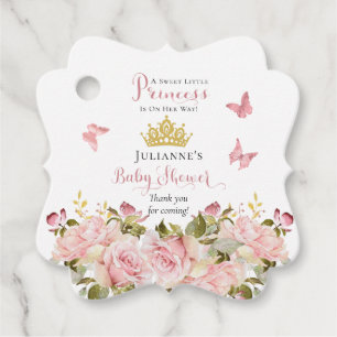 Krona Butterflies Blommigt Princess Baby Shower Gåvor Etiketter