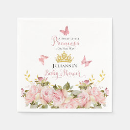 Krona | Butterflies Blommigt Princess Baby Shower Pappersservett
