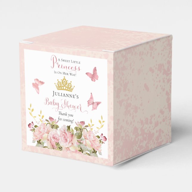 Krona | Butterflies Blommigt Princess Baby Shower Presentaskar (Framsidan Sidan)