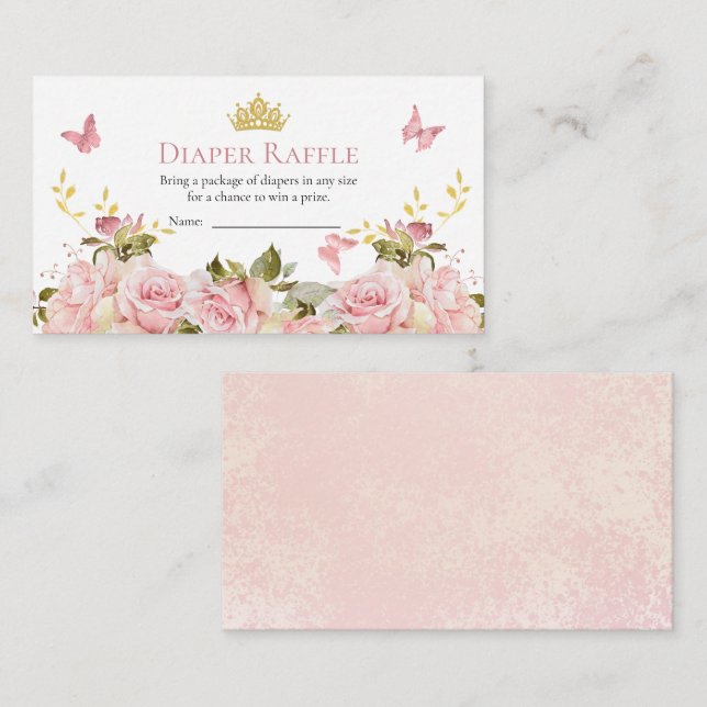 Krona Butterflies Blommigt Shower Diaper Raffle Tilläggskort (Fram/baksida)