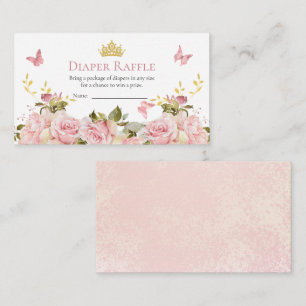 Krona Butterflies Blommigt Shower Diaper Raffle Tilläggskort