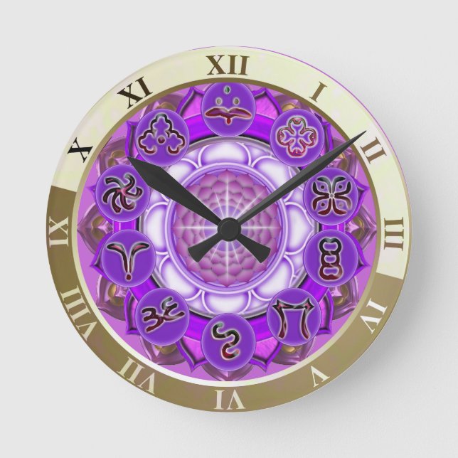 Krona Chakra Mandala Rund Klocka (Framsida)