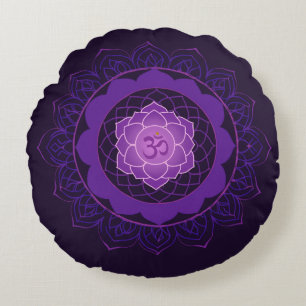 Krona Chakra Mandala-Sahasrara With Om Lila Rund Kudde