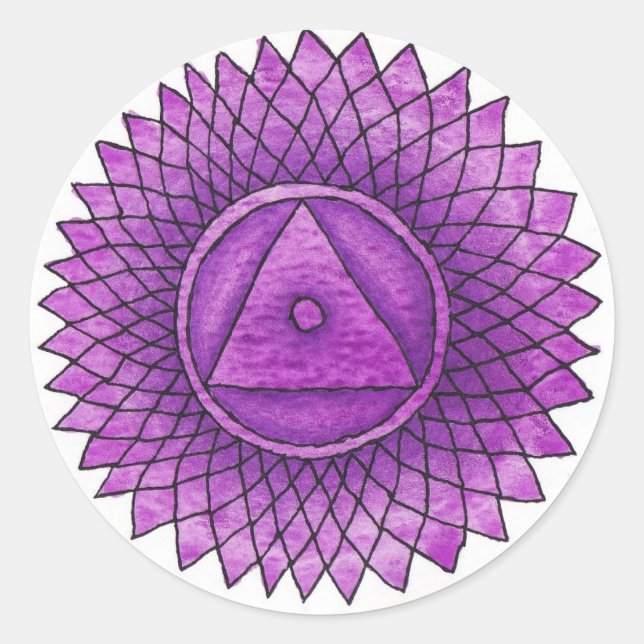 Krona Chakra Sticker Runt Klistermärke (Framsida)