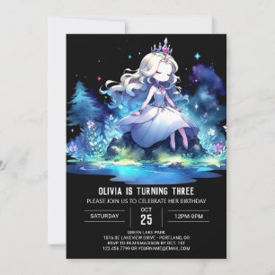 Krona Enchanted Princess Birthday Inbjudningar