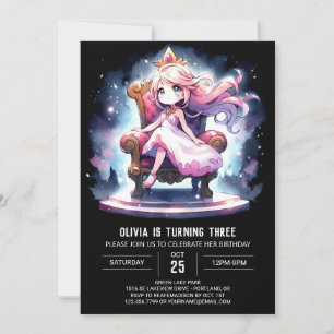 Krona Fantasy Princess Birthday Inbjudningar