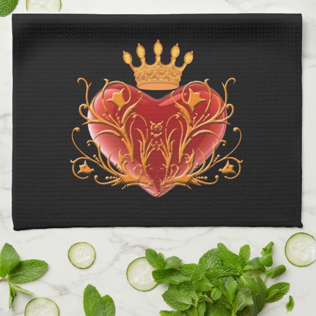 Krona Filigree Heart Kitchen Towel Kökshandduk (Vikta)