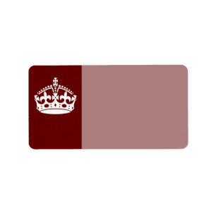 Krona för klassikerbehållalugn på röda Burgund Adressetikett