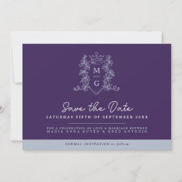 Krona-fotofoto bröllop spara datum lila grått spara datumet