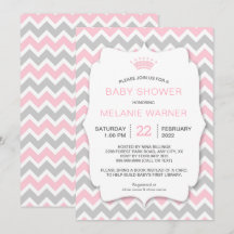 Krona Girl har Bok Baby Shower inbjudningskort