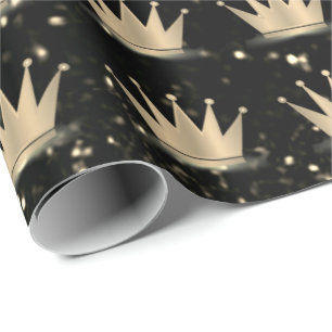 Krona Glitter Black Sparkly Guld Studenten Lux Presentpapper
