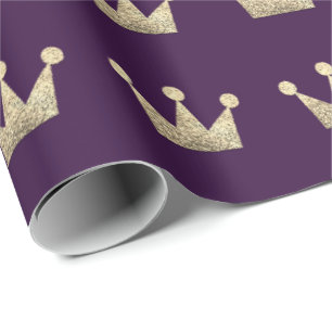 Krona Glitter Guld Studenten VIP Lila Ametyst Presentpapper