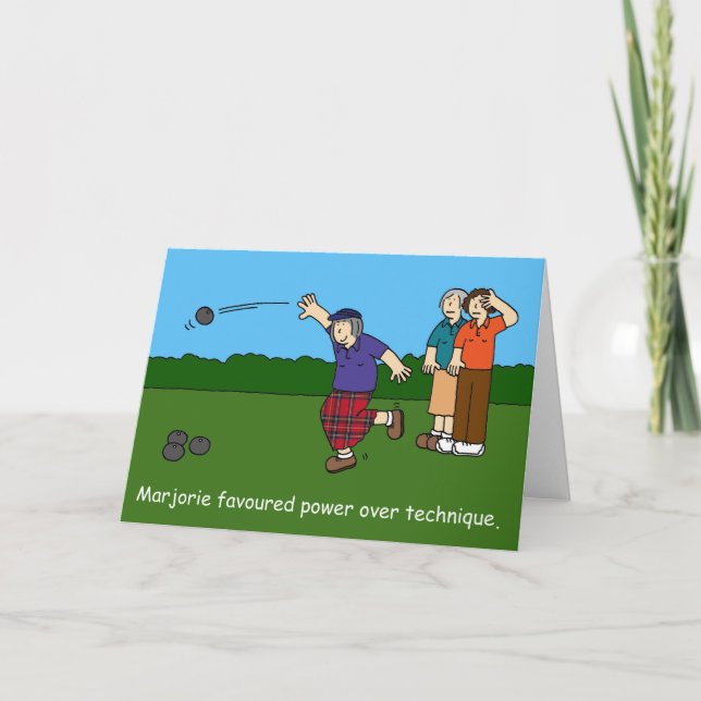 Krona Grönt Bowling Birthday Tecknad Kort (Framsida)