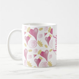 Krona Heart Rosa Watercolor Monogramme Kaffemugg