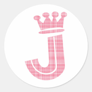 KRONA INITIAL ROSA J RUNT KLISTERMÄRKE