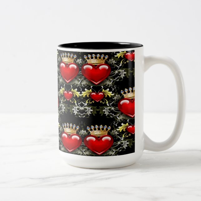 Krona judel Hearts Mönster-kaffe Mugg (Höger)
