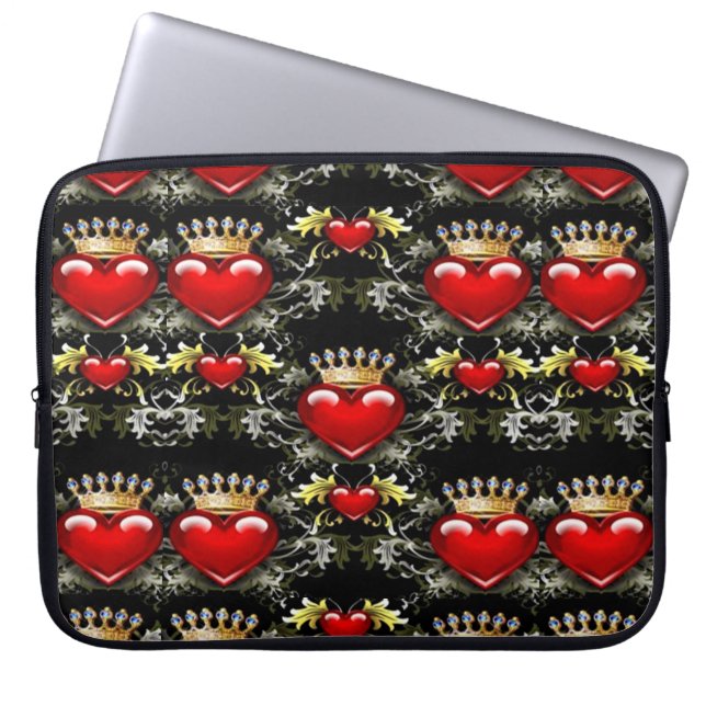 Krona judel Hearts Mönster Laptop sleeve (Framsidan)