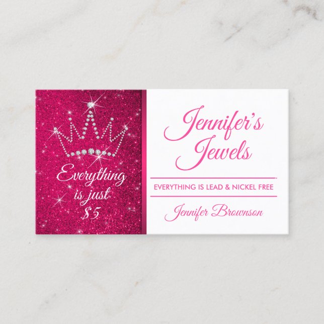Krona Judiska tillbehör Gnistra Rosa Bling Girl   Visitkort (Framsida)