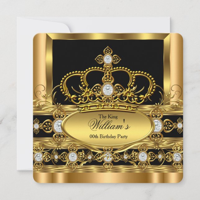 Krona Kung Prince drottning Royal Guld Diamond Par Inbjudningar (Framsida)