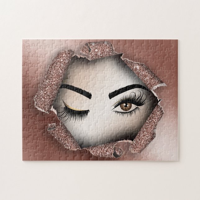 krona-lash-drottning vid öga, konstnär pussel (Horisontell)