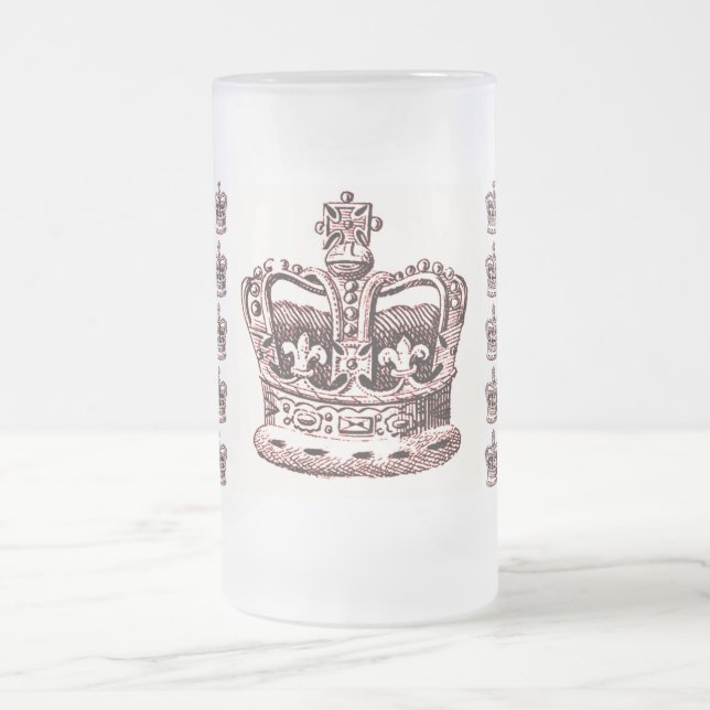 KRONA MED FLEUR DE LIS OCH KORTRYCKET FROSTAT ÖLGLAS (Center)