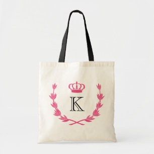 Krona & Monogram för shock rosa kunglig Tygkasse