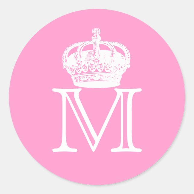 Krona Monogram Runt Klistermärke (Framsida)