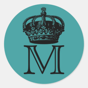 Krona Monogram Runt Klistermärke