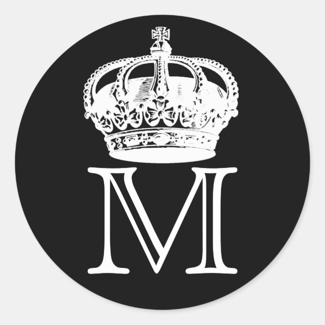 Krona Monogram Runt Klistermärke (Framsida)