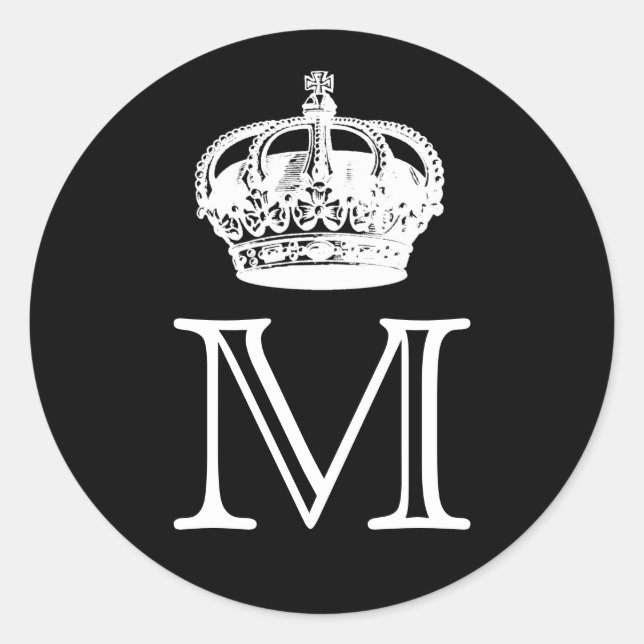 Krona Monogram Runt Klistermärke (Framsida)
