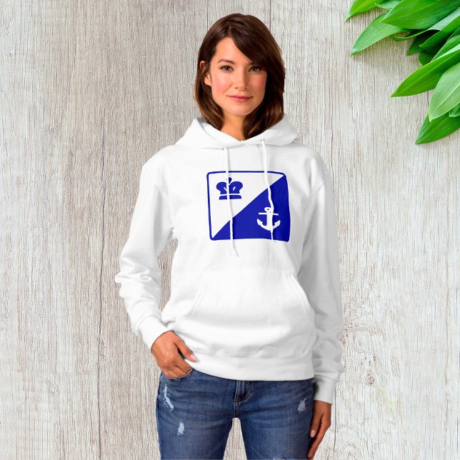 Krona och Anchor Blue White Hoodie T Shirt (Skapare uppladdad)