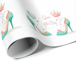 Krona och höga klackar – Glamoröst Rosa & Mint Tem Presentpapper