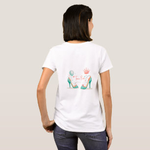 Krona och höga klackar – Glamoröst rosa och mint t Shirt