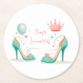 Krona och Högklackar - Rosa- och mintema i fokus Underlägg Papper Rund