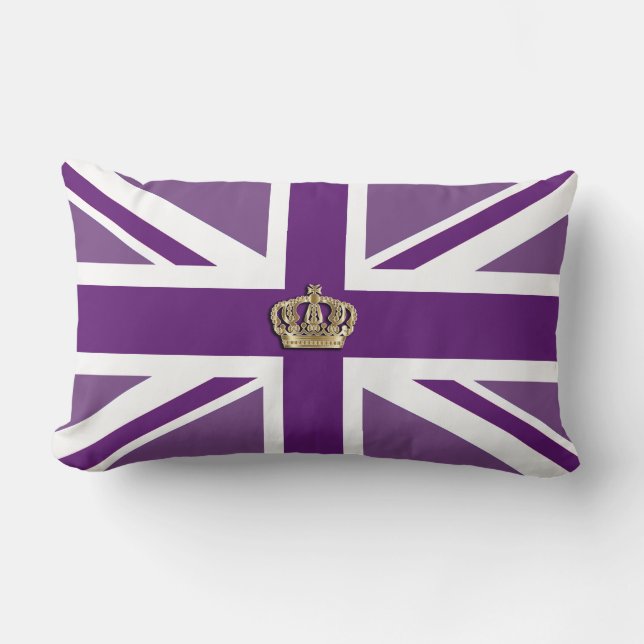 Krona och Union Jack Patriotic Cushion Lumbarkudde (Framsida)