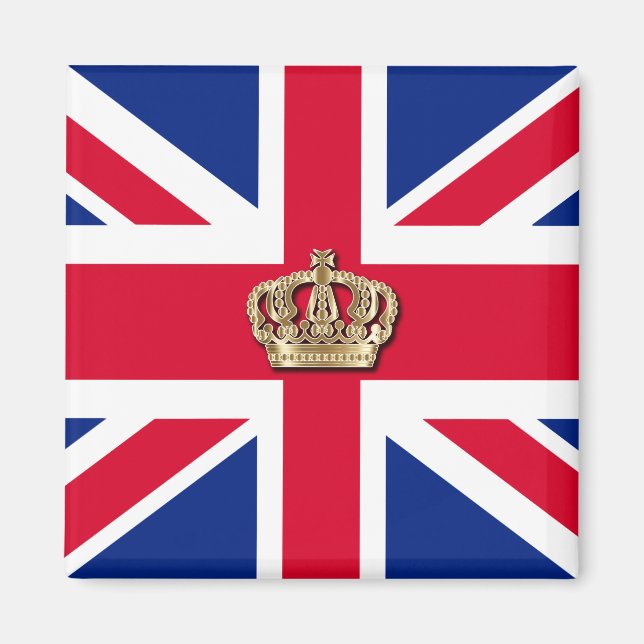 Krona och Union Jack Patriotic Magnet (Framsidan)