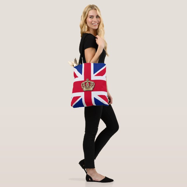 Krona och Union Jack Patriotic Tote Bag Tygkasse (På modell)