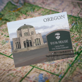Krona Point Vista House, Oregon Travel Photo Vykort