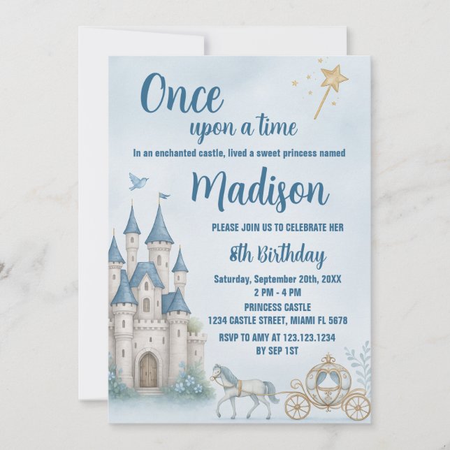 Krona Princess Birthday-inbjudan Inbjudningar (Framsida)